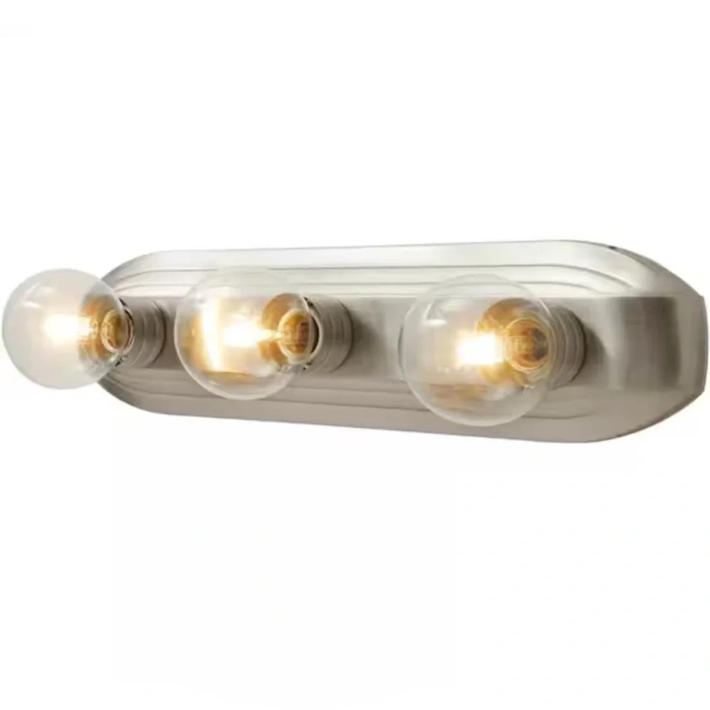 Raceway 18 Inch 3-Light Brushed Nickel Retro Vanity Light NWT